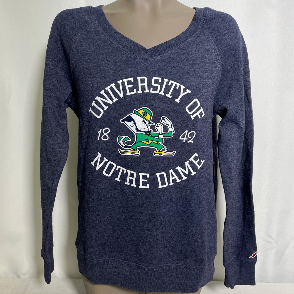 Notre Dame Fighting Irish NCAA League Triblend Navy Sweatshirt Women's LARGE